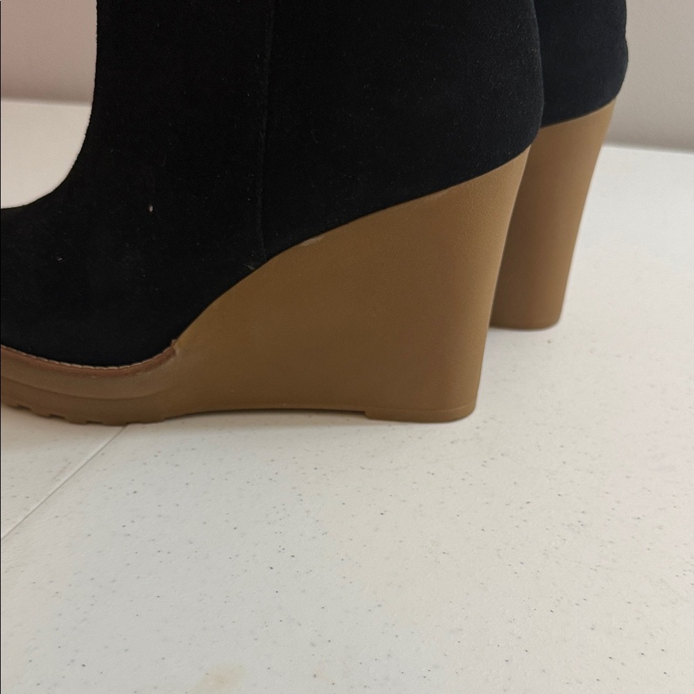 Lauren Ralph Lauren Black Suede Wedge Boots - Picture 4 of 5